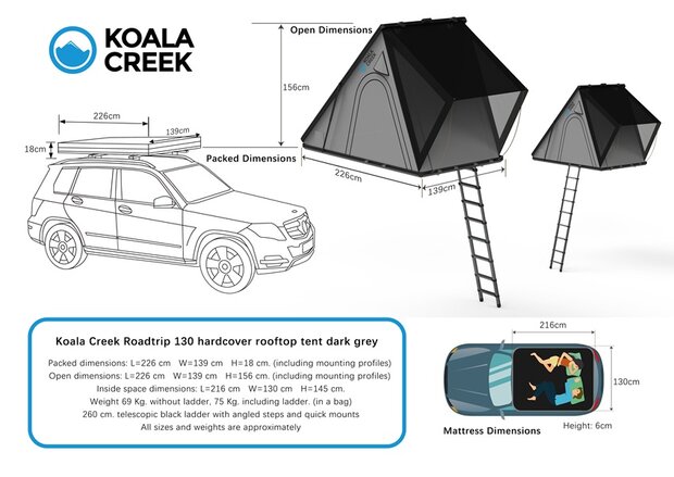 KOALA CREEK ROADTRIP 130 hardcover daktent donker grijs 