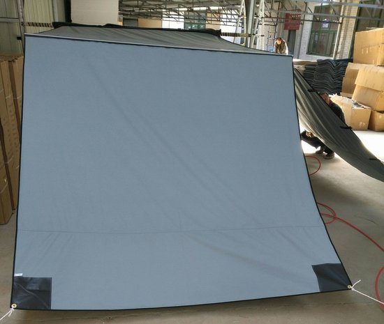 KOALA CREEK® EXPLORER luifel voorwand grijs 200x200 cm.  Rip-Stop polyester/katoen